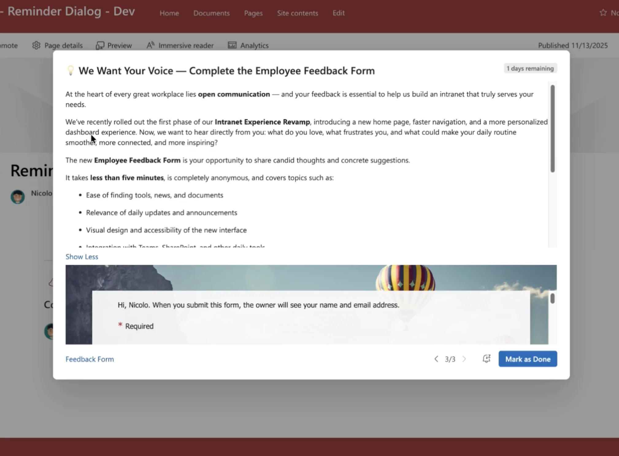 Reminder Dialog - Image 1